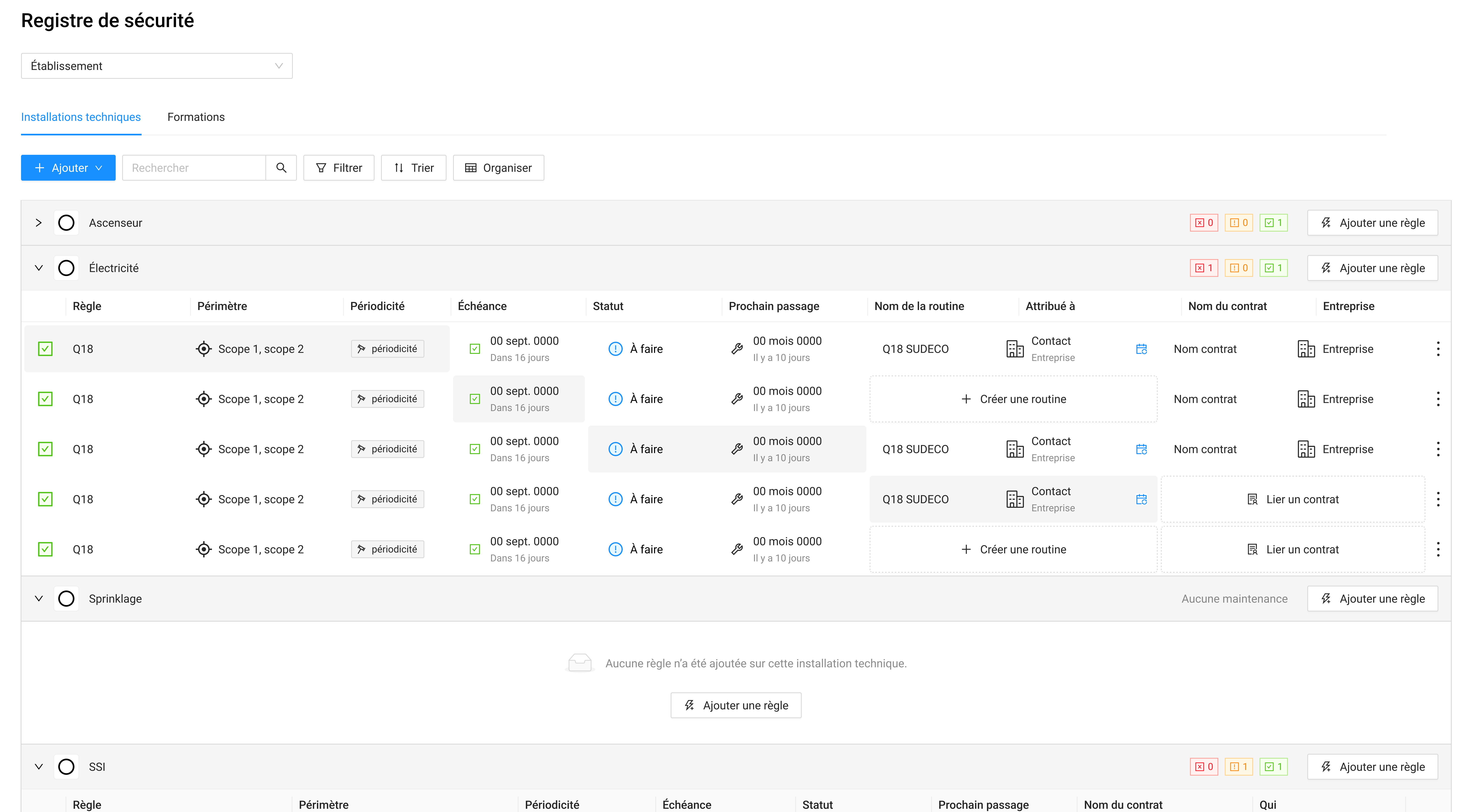 Interface de gestion des bâtiments