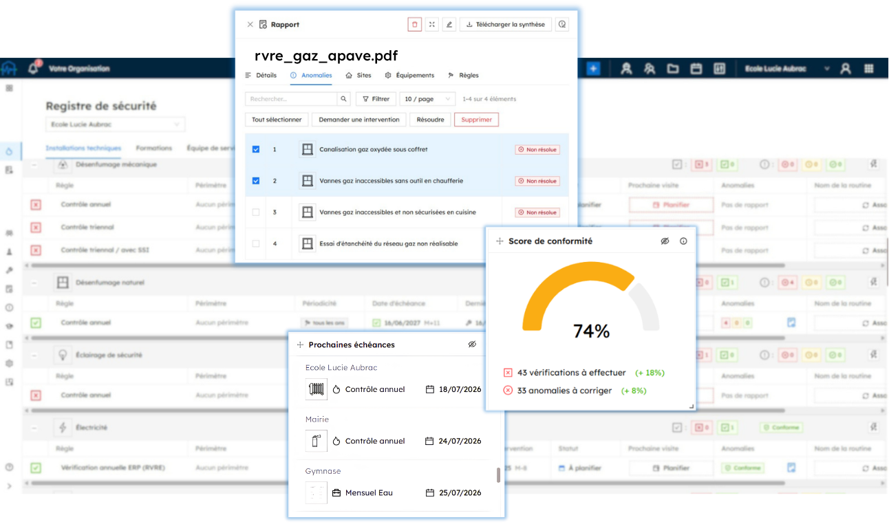 Un tableau de bord et des widgets interactifs et personnalisables, à jour en temps réel, pour faciliter votre gestion de la conformité