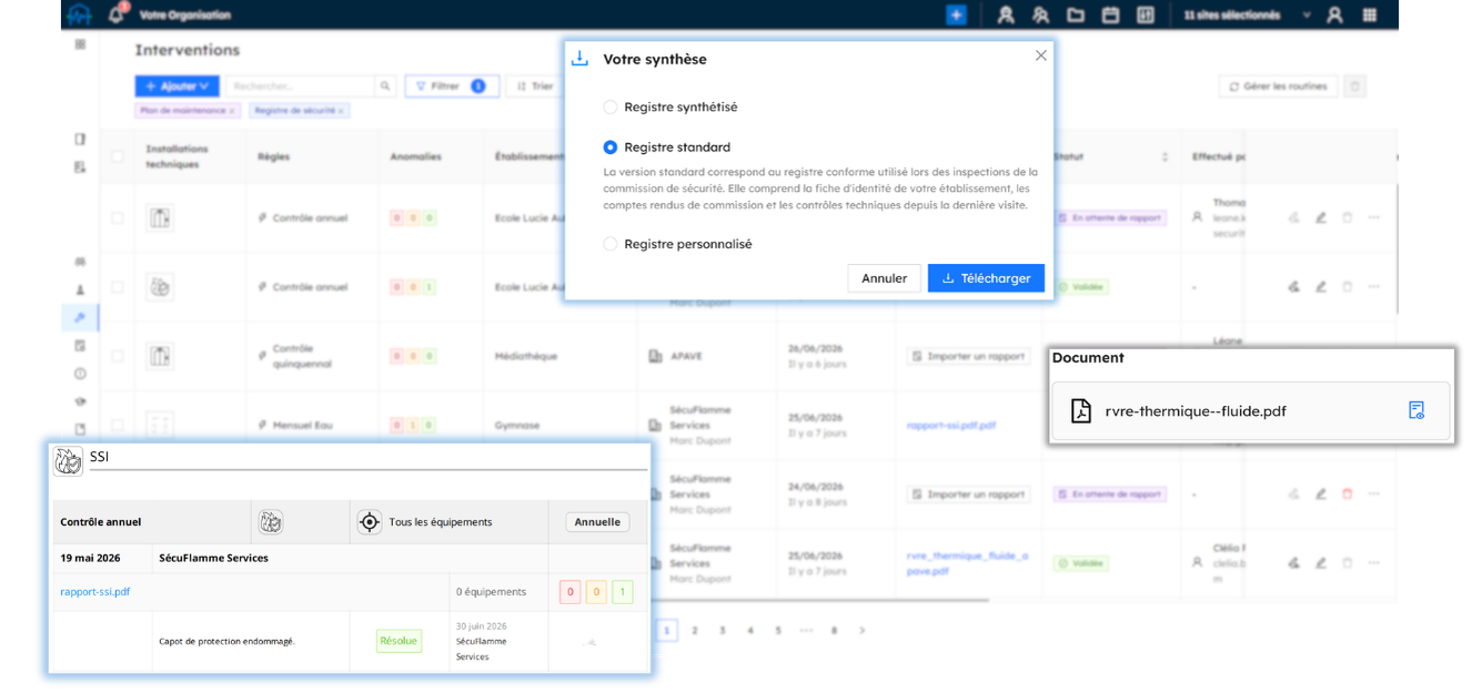Registre téléchargeable, à jour en quelques clics pour se préparer plus rapidement à la visite de la Commission de sécurité